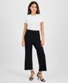 Ak Anne Klein Petite Solid Wide-leg Pull-on Knit Pants In Anne Black