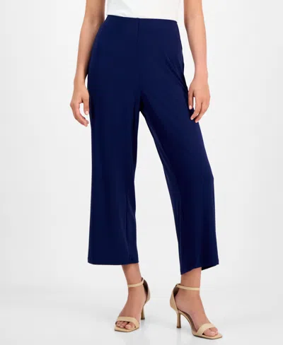Ak Anne Klein Petite Mid-rise Cropped Wide-leg Pants In Distant Mountain