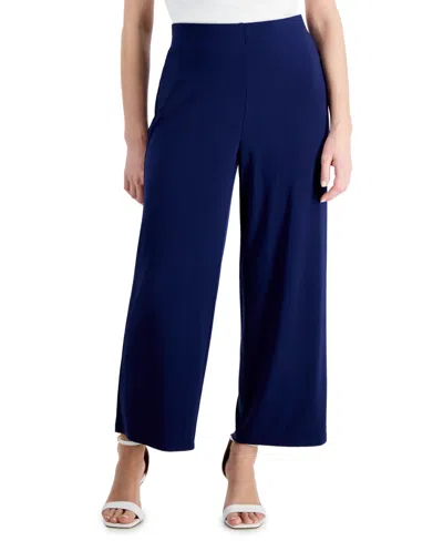 Ak Anne Klein Petite Mid Rise Pull-on Wide Leg Pants In Distant Mountain