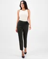 Ak Anne Klein Petite Mid-rise Straight-leg Ankle Pants In Multi