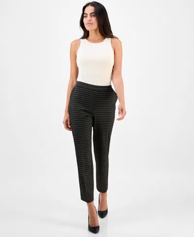 Ak Anne Klein Petite Mid-rise Straight-leg Ankle Pants In Multi