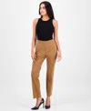 Ak Anne Klein Petite Mid-rise Straight-leg Pants In Brown