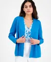 Ak Anne Klein Petite Newport Open-front Cardigan In Tropical Blue
