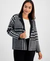 Ak Anne Klein Petite Notched-lapel Plaid Blazer In Multi