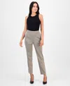 Ak Anne Klein Petite Printed Mid-rise Straight-leg Pants In Multi