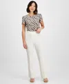 Ak Anne Klein Petite Pull-on Crepe Trousers In Anne White