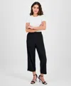 Ak Anne Klein Petite Solid Wide-leg Pull-on Knit Pants In Anne Black