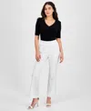 Ak Anne Klein Petite Pull-on Pants In Bright White
