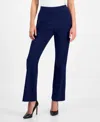 Ak Anne Klein Petite Pull-on Straight-leg Pants In Blue