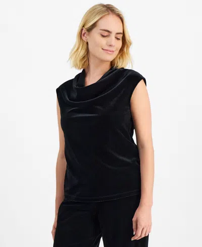 Ak Anne Klein Petite Sleeveless Cowlneck Shell Top In Anne Black