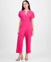 Ak Anne Klein Petite Textured Pull-on Mid-rise Wide-leg Pants