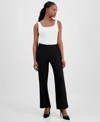 Ak Anne Klein Petite Textured Pull-on Pants In Black
