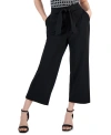 Ak Anne Klein Petite Tie-front Pull-on Wide-leg Pants In Anne Black