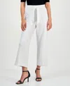 Ak Anne Klein Petite Tie-waist Wide-leg Cropped Pants In Bright White