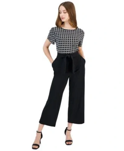 Ak Anne Klein Petite Tulip Sleeve Top Wide Leg Pants In Black