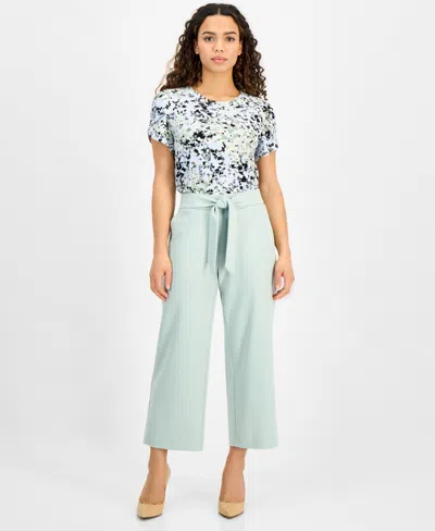 Ak Anne Klein Petite Wide-leg Tie-front Pull-on Pants In Soft Aloe