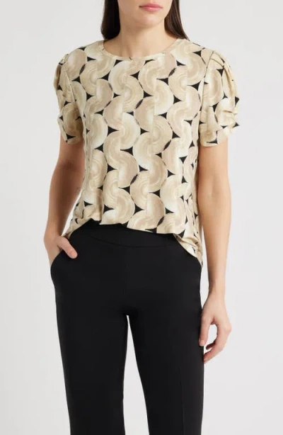 Ak Anne Klein Pleated Sleeve Top In Multi