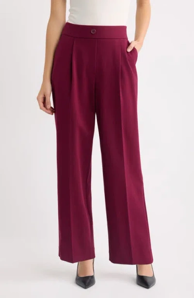 Ak Anne Klein Pleated Wide Leg Pants In Purple