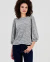 Ak Anne Klein Plus Size Balloon-sleeve Crewneck Top In Gray