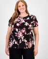 Ak Anne Klein Plus Size Floral-print Top In Multi
