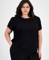 Ak Anne Klein Plus Size Gathered Tulip-sleeve Top