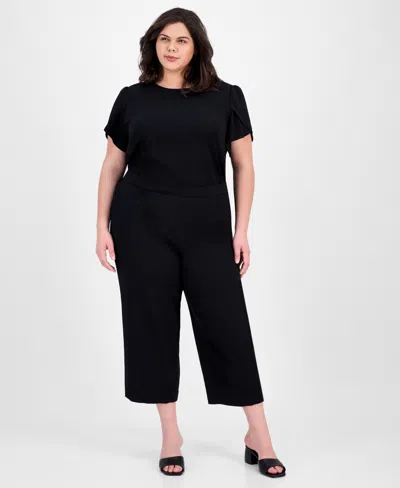 Ak Anne Klein Plus Size High-rise Cropped Pull-on Pants