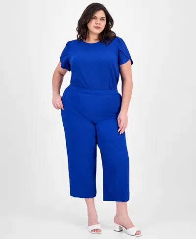 Ak Anne Klein Plus Size High-rise Cropped Pull-on Pants