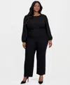Ak Anne Klein Plus Size High Rise Pull On Pants In Black