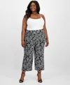 Ak Anne Klein Plus Size Printed Pull-on Wide-leg Pants