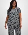 Ak Anne Klein Plus Size Printed Tulip-sleeve Blouse