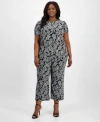 Ak Anne Klein Plus Size Printed Tulip Sleeve Top Wide Leg Pants