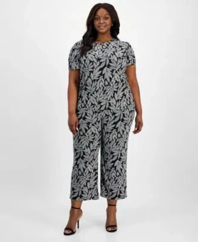 Ak Anne Klein Plus Size Printed Tulip Sleeve Top Wide Leg Pants