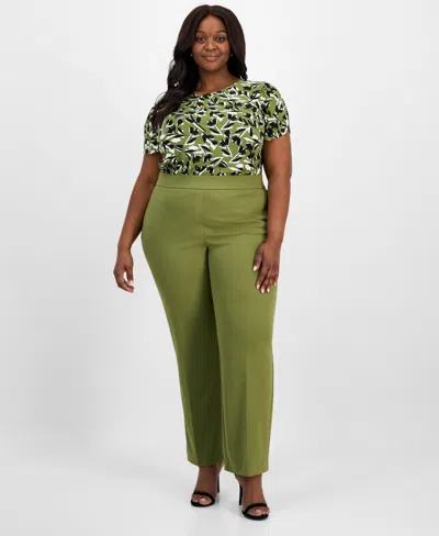 Ak Anne Klein Plus Size Pull-on Mid-rise Trousers