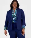 Ak Anne Klein Plus Size Shawl-collar 3/4-sleeve Blazer In Multi