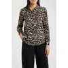 Ak Anne Klein Print Button Front Shirt In Multi