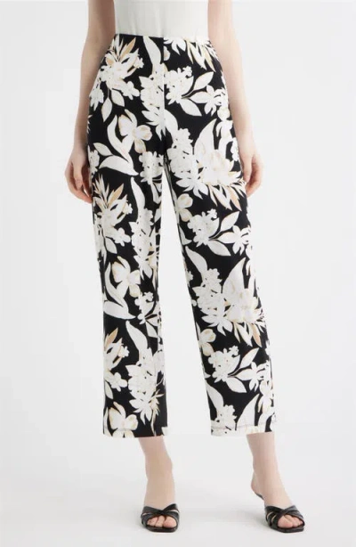 Ak Anne Klein Print Crop Wide Leg Pants In Multi