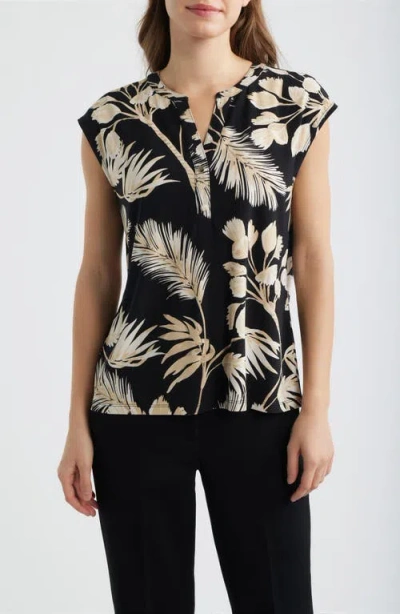 Ak Anne Klein Print Dolman Sleeve Top In Brown