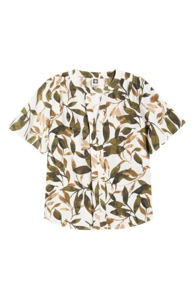 Ak Anne Klein Print Flutter Sleeve Top In Multi