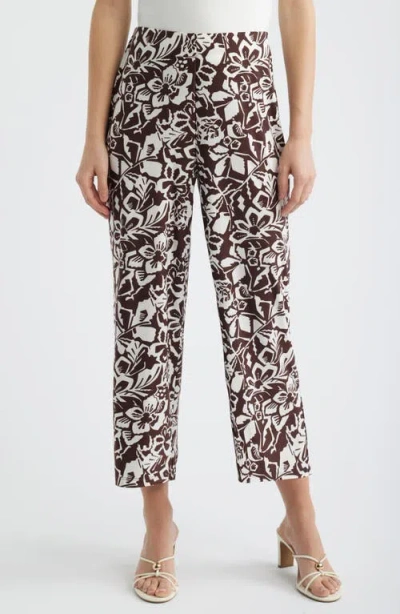 Ak Anne Klein Print Knit Crop Wide Leg Pants In Multi