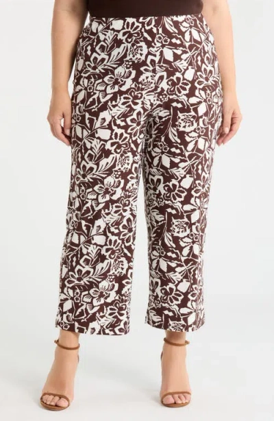 Ak Anne Klein Print Knit Crop Wide Leg Pants In Multi