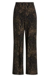 Ak Anne Klein Print Wide Leg Pull On Pants In Black