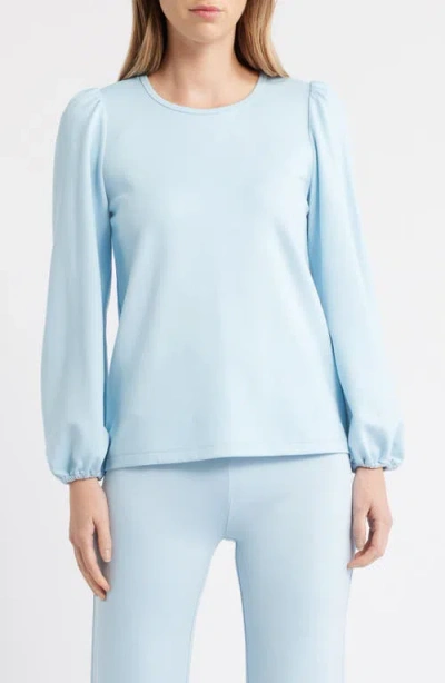 Ak Anne Klein Round Neck Top In Blue