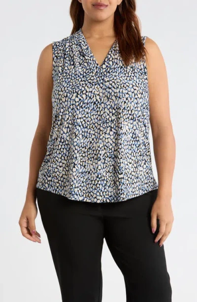 Ak Anne Klein Ruffle V-neck Top In Multi