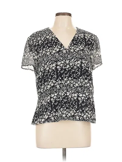Pre-owned Ak Anne Klein Short Sleeve Blouse In Black