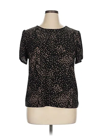 Pre-owned Ak Anne Klein Short Sleeve Blouse In Black