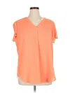 Ak Anne Klein Short Sleeve Blouse In Orange