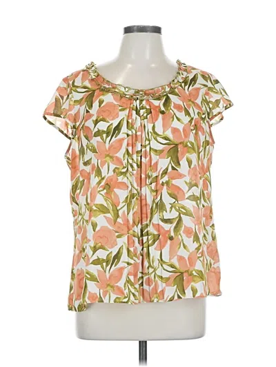 Pre-owned Ak Anne Klein Short Sleeve Blouse In Orange