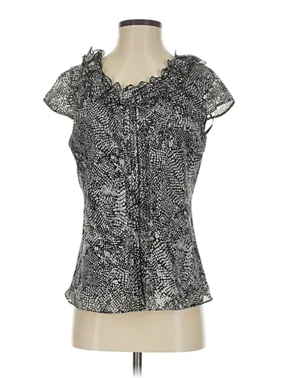 Pre-owned Ak Anne Klein Short Sleeve Blouse In Silver