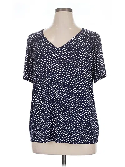 Pre-owned Ak Anne Klein Short Sleeve Henley Shirt In Blue
