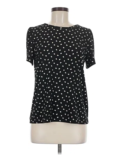 Pre-owned Ak Anne Klein Short Sleeve Top Black Hearts Pattern Sweetheart Neckline Tops